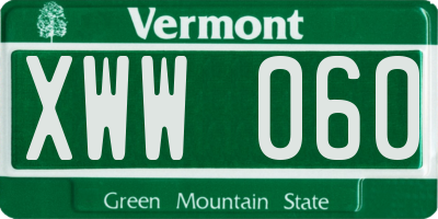 VT license plate XWW060