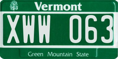 VT license plate XWW063