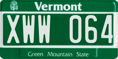 VT license plate XWW064