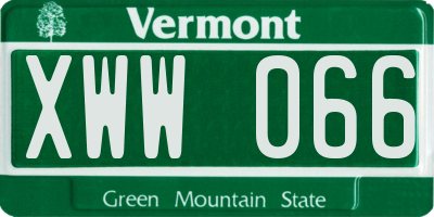 VT license plate XWW066