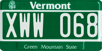 VT license plate XWW068