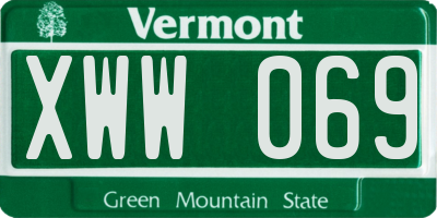 VT license plate XWW069