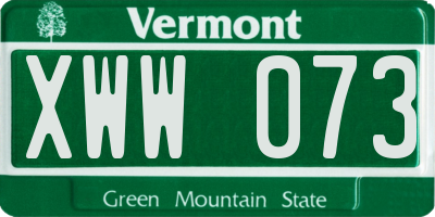VT license plate XWW073