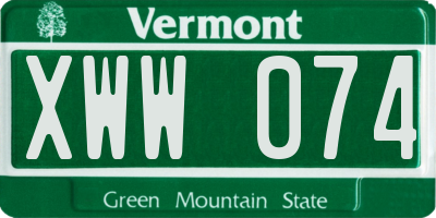 VT license plate XWW074