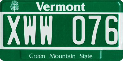 VT license plate XWW076