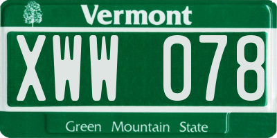 VT license plate XWW078