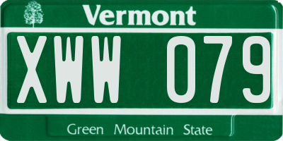 VT license plate XWW079