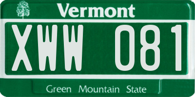 VT license plate XWW081