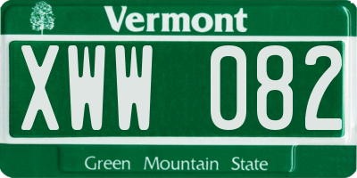 VT license plate XWW082