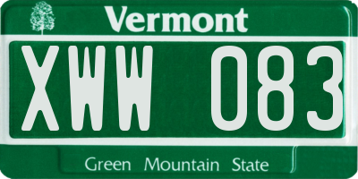 VT license plate XWW083