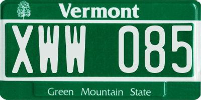 VT license plate XWW085