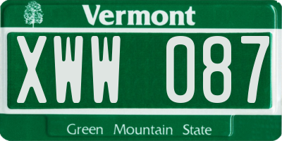 VT license plate XWW087