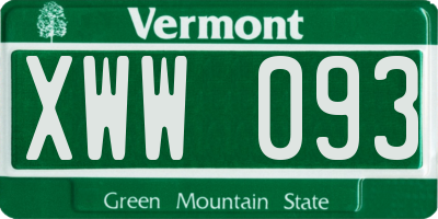 VT license plate XWW093