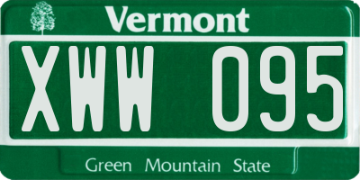 VT license plate XWW095
