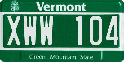 VT license plate XWW104