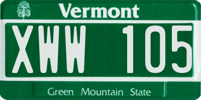 VT license plate XWW105