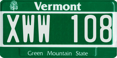 VT license plate XWW108