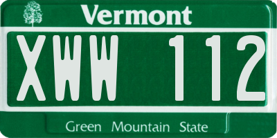 VT license plate XWW112