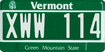 VT license plate XWW114