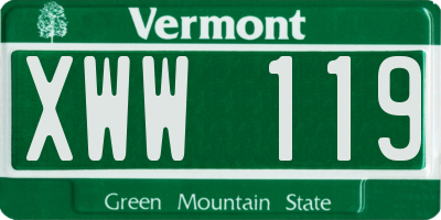 VT license plate XWW119