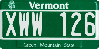 VT license plate XWW126