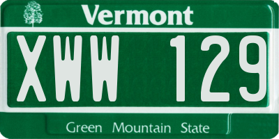 VT license plate XWW129