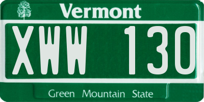 VT license plate XWW130