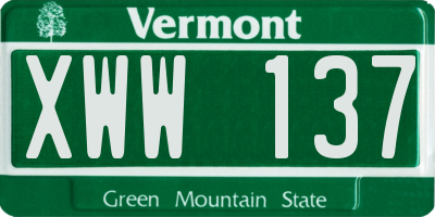 VT license plate XWW137