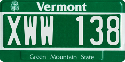 VT license plate XWW138