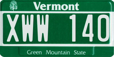 VT license plate XWW140