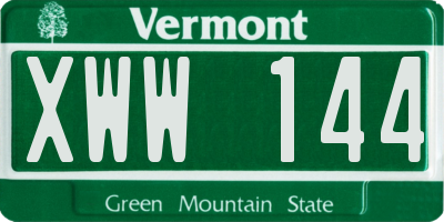 VT license plate XWW144