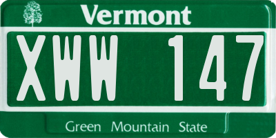 VT license plate XWW147