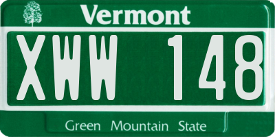 VT license plate XWW148