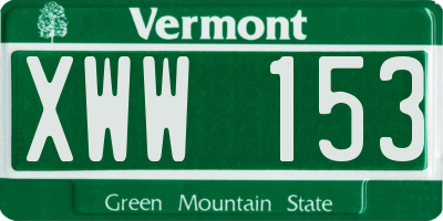 VT license plate XWW153