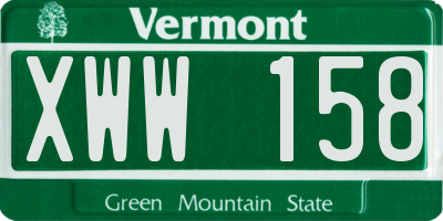 VT license plate XWW158