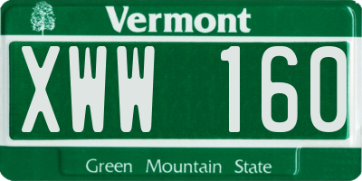 VT license plate XWW160