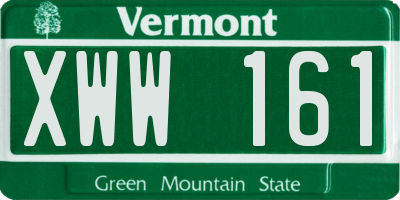 VT license plate XWW161
