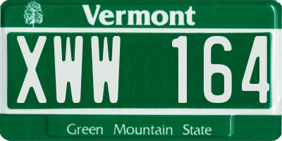 VT license plate XWW164