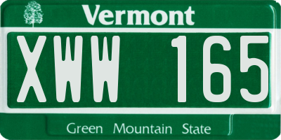VT license plate XWW165