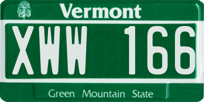 VT license plate XWW166