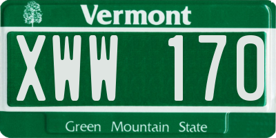 VT license plate XWW170