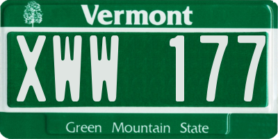 VT license plate XWW177