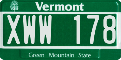 VT license plate XWW178