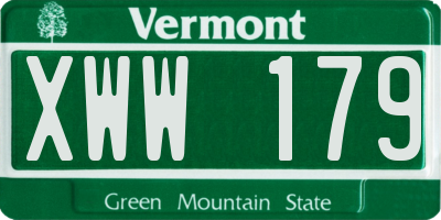 VT license plate XWW179