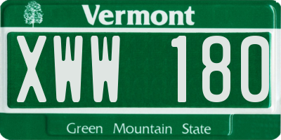 VT license plate XWW180