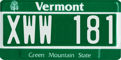 VT license plate XWW181