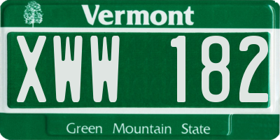 VT license plate XWW182