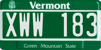 VT license plate XWW183