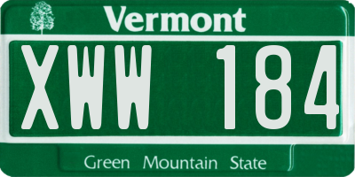 VT license plate XWW184