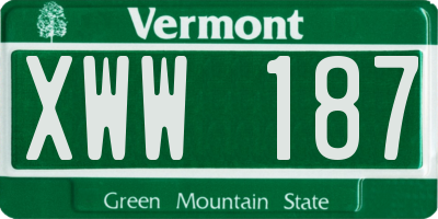 VT license plate XWW187